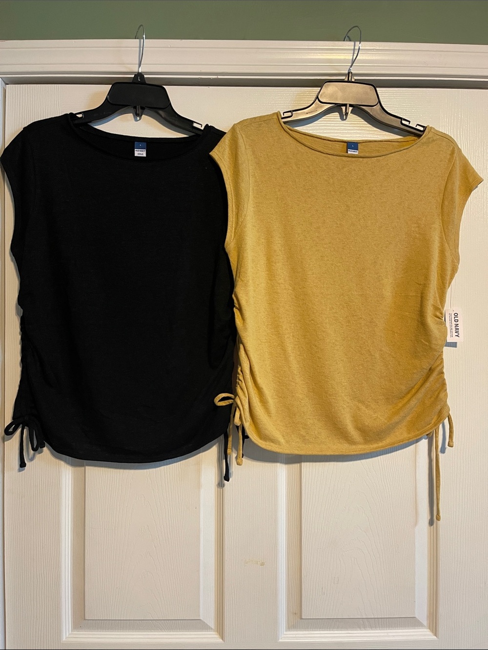 2 Old Navy Women's Side-Tie Tank Tops - Black and Mustard